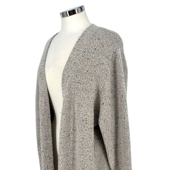 Lane Bryant Sequin Open Front Long Cardigan Gray Size Large - Picture 6 of 13